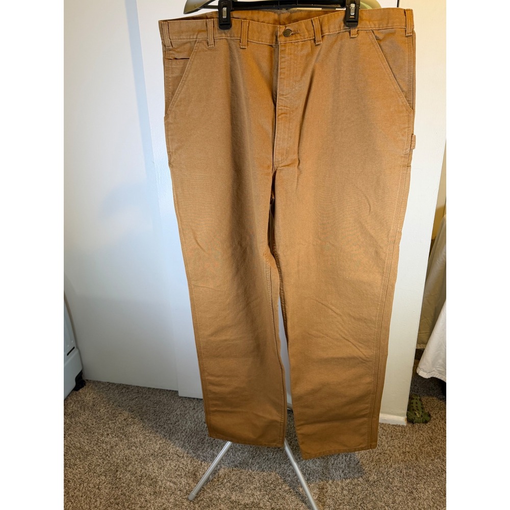 Carhartt Utility Work Pants Mens 44x36 Brown Loose Fit Washed Duck B11-BRN - Picture 2 of 10